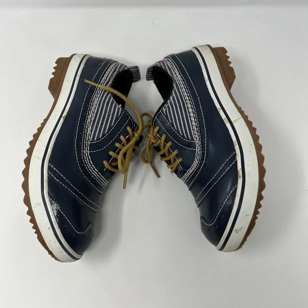 Sorel Tivoli Womens 6.5 NL1628-007 Waterproof Oxford Shoes Navy Stripe Wingtip‎